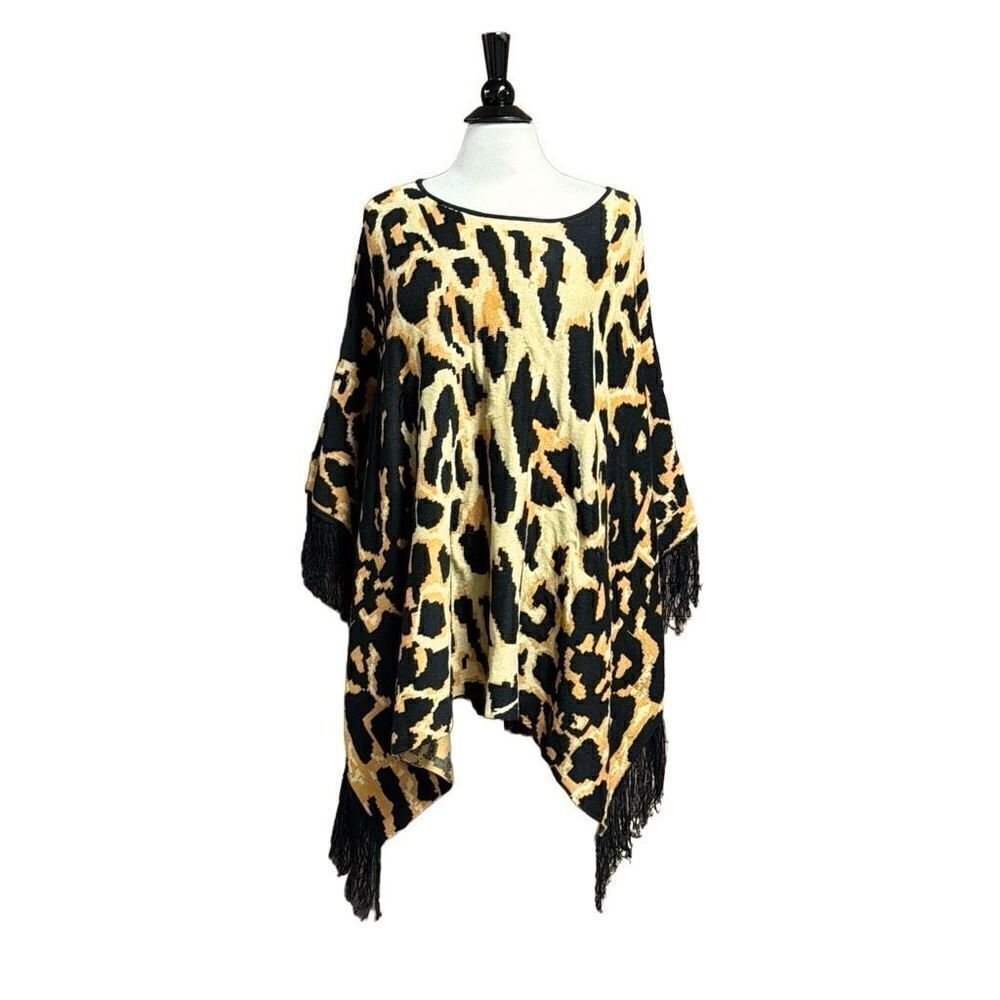 Focus 2000 Leopard Fringe Poncho Cape Size S/M